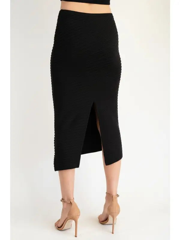 Asymmetric Hem Sweater Midi Skirt