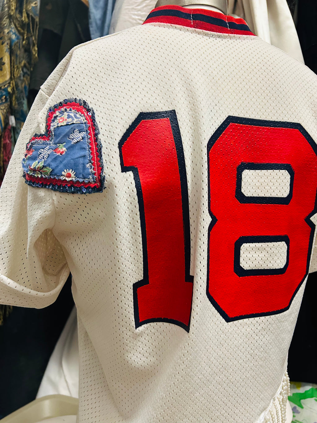 OOAK Upcycled Vintage Ole Miss Jersey Tunic with Pearl Fringe