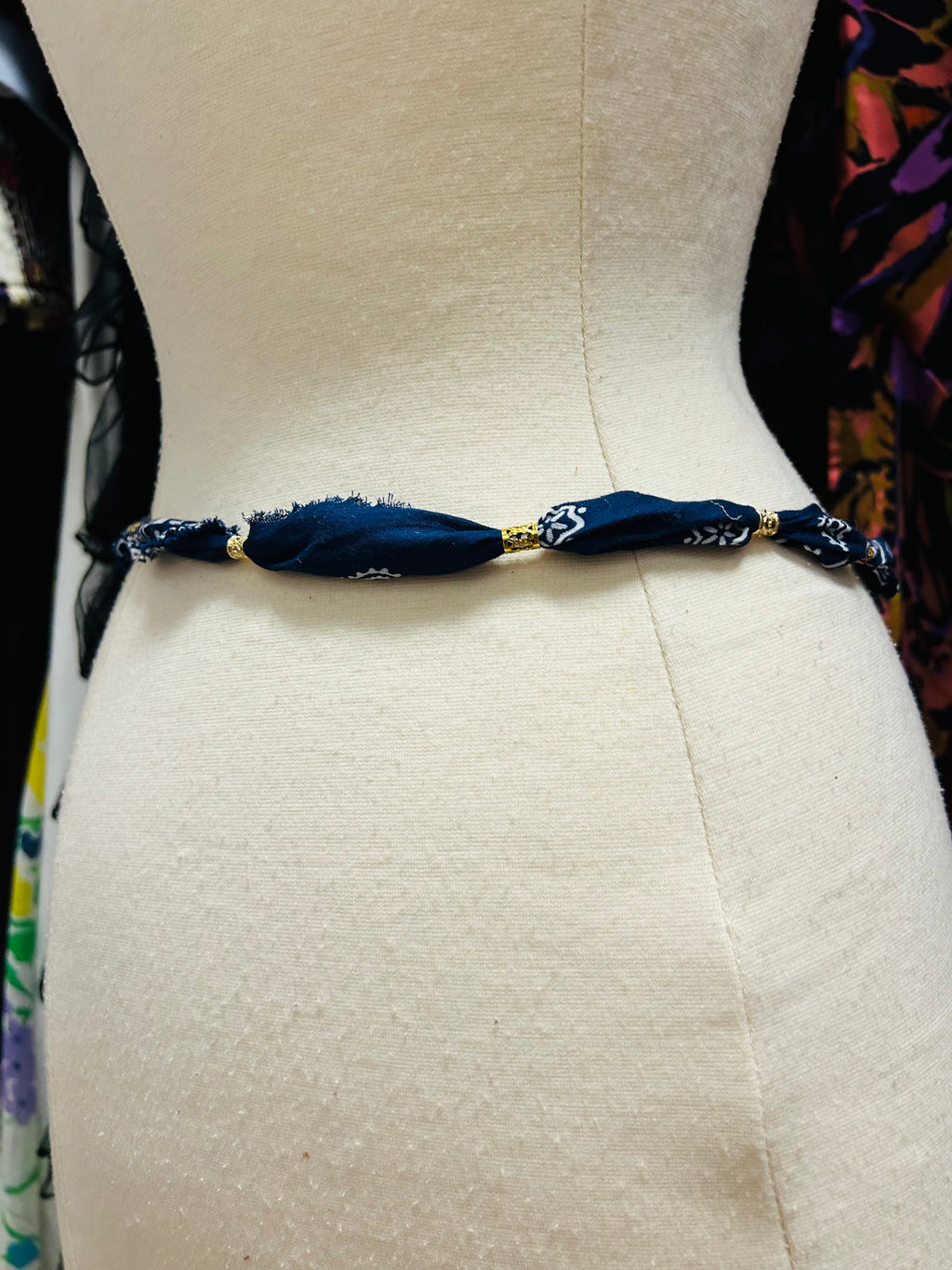 Handmade Bandana & Pearl Drop Necklace or Belt