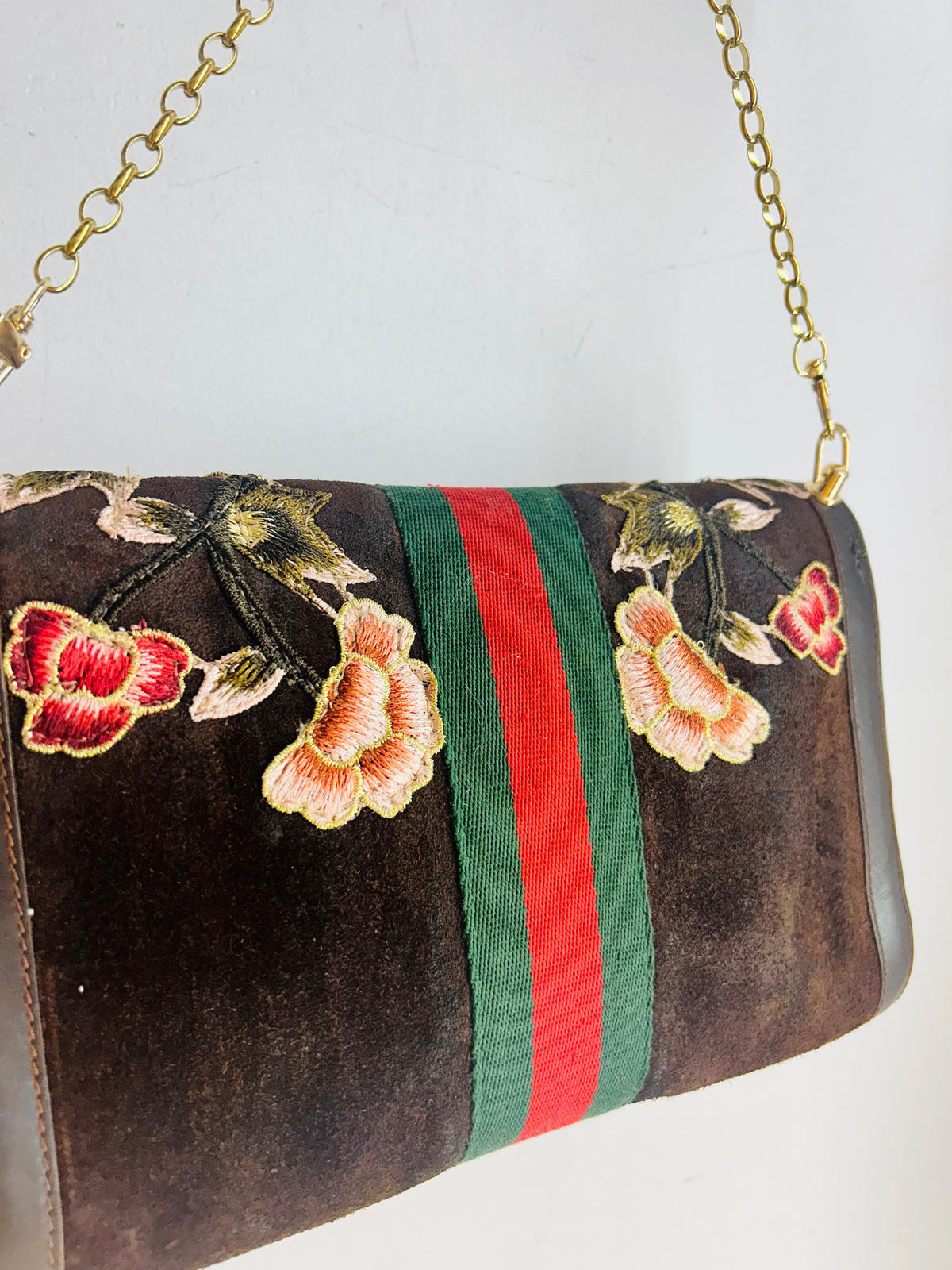 OOAK Vintage Suede Floral Gucci Parfums Clutch