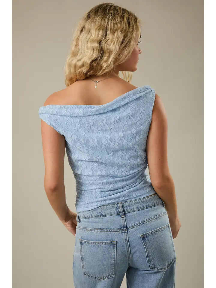 Off Shoulder Double Lined Lace Ruched Top