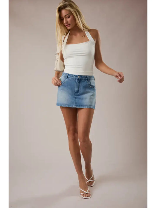 Low Rise Denim Skort