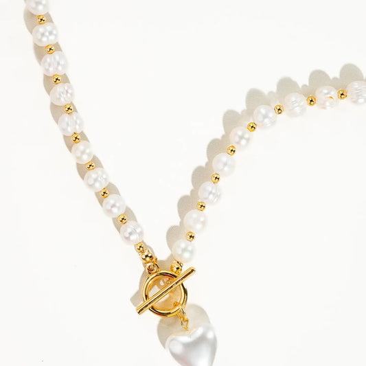 Wren Vintage Natural Pearl Heart Necklace