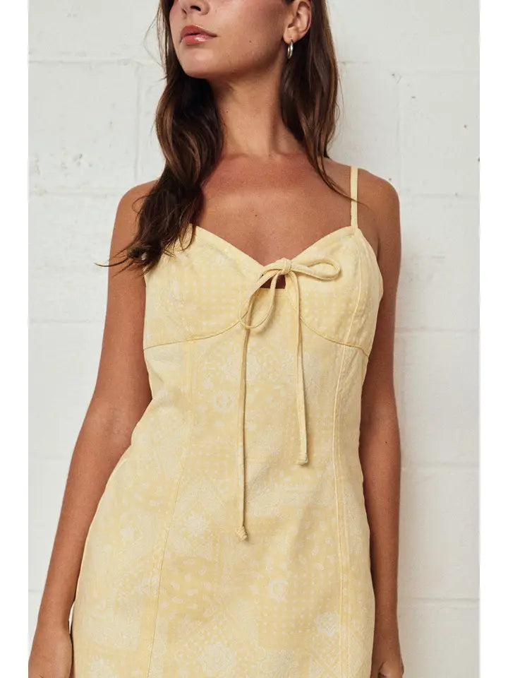 Printed Tie Front Mini Dress