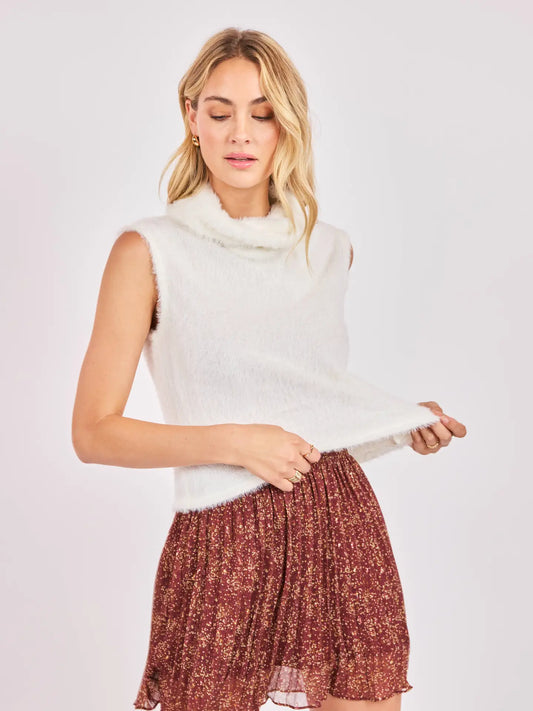 Sadie & Sage Ovation Feather Turtle Neck Tank