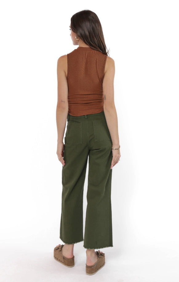 Sadie & Sage Ronan Mock Neck Ruched Knit Tank