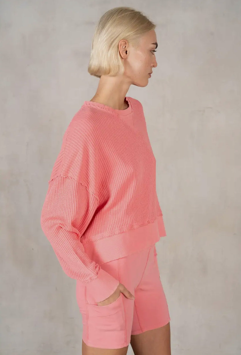 LS Waffle Oversized Top