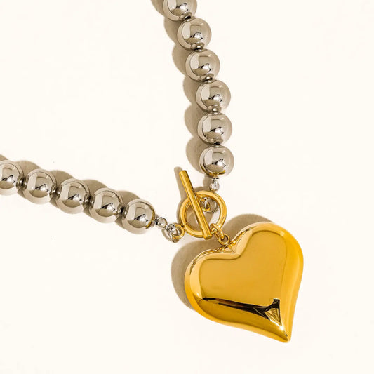 Raissa 18K Gold Two Tone Heart Necklace