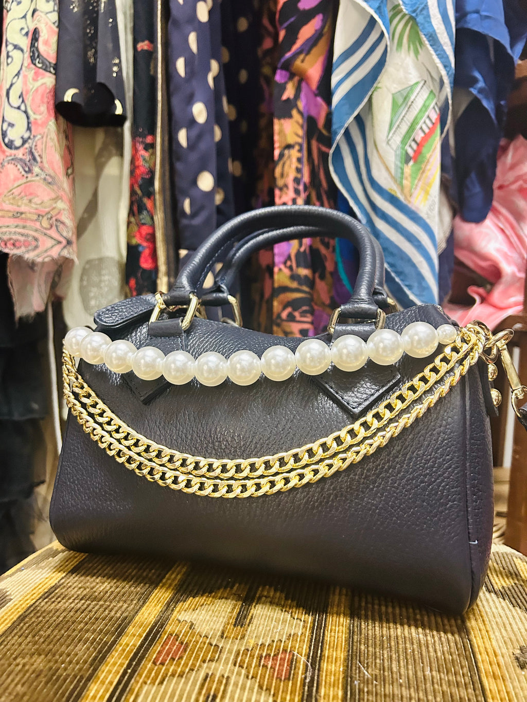 Big Pearl and Chain Bag Chain