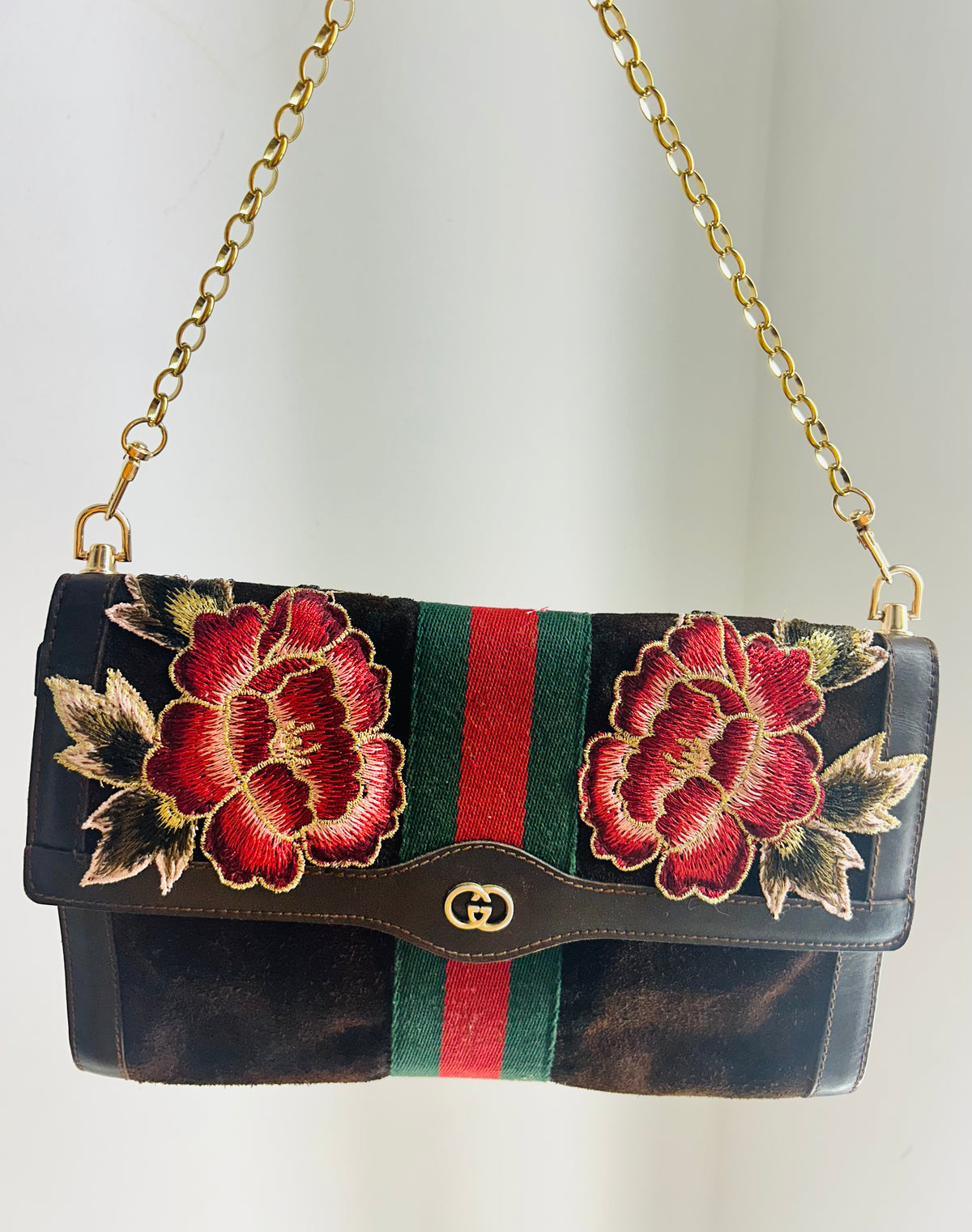 OOAK Vintage Suede Floral Gucci Parfums Clutch
