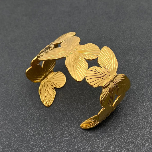 18K Gold Plated Stainless Steel Butterfly Cuff