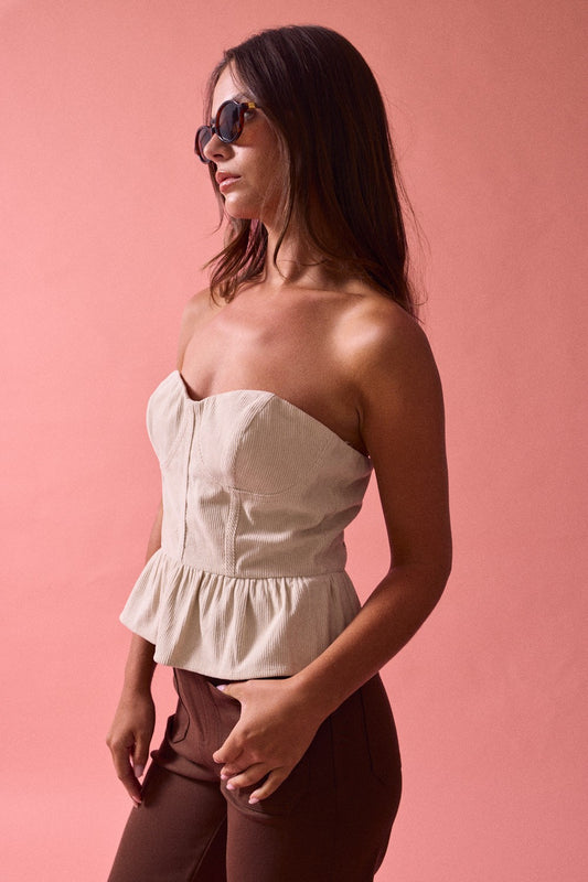 Corduroy Tube Peplum Top