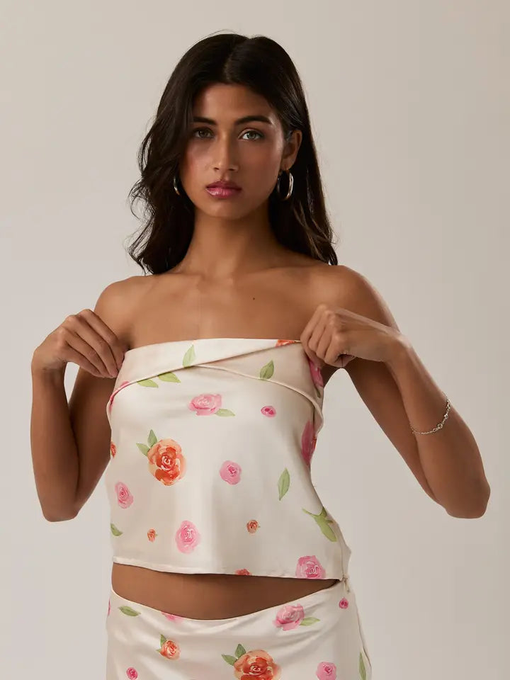 Strapless Folded Neckline Cont Back Top