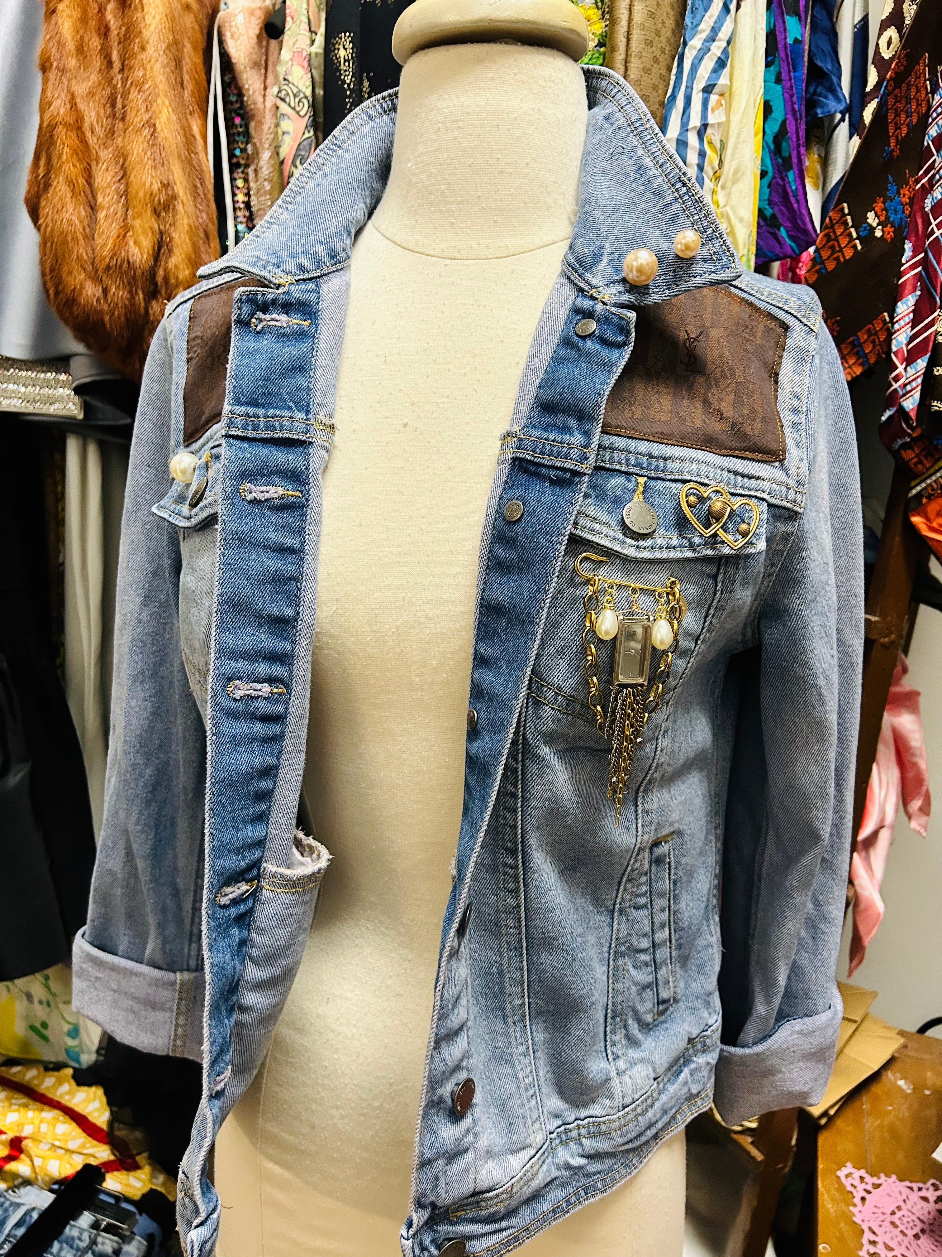 OOAK YSL Scarf Denim Jacket