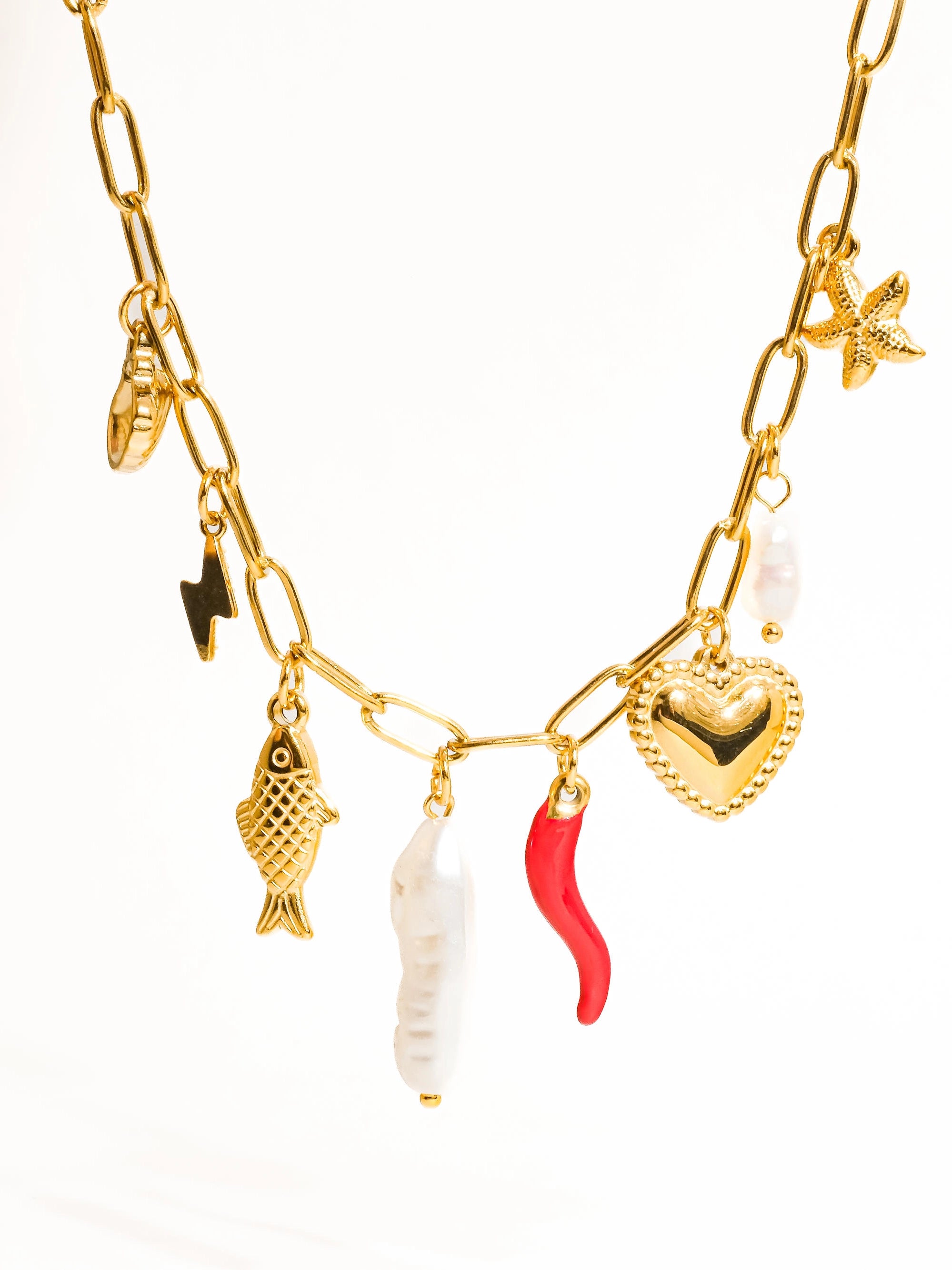 Filigrane 18K Gold Pepper Fish Charm Necklace