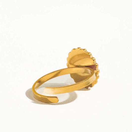 Gypsy Rose 14K Gold Adjustable Round Stone Ring