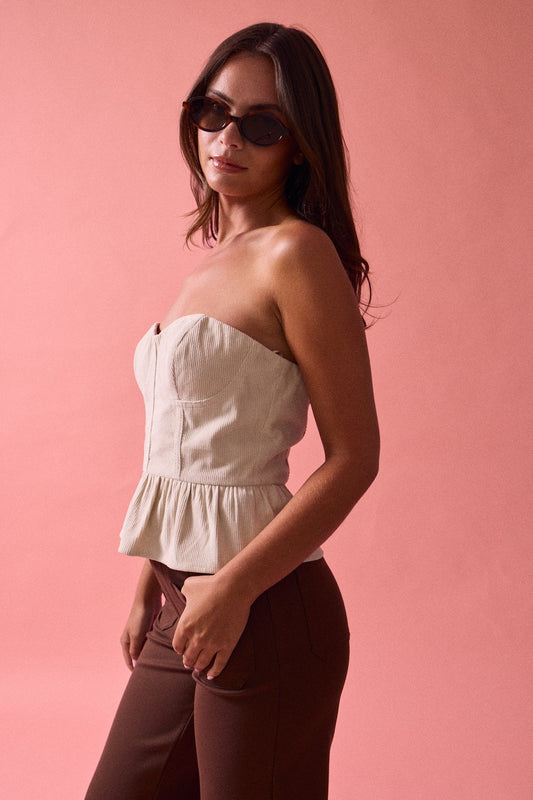 Corduroy Tube Peplum Top