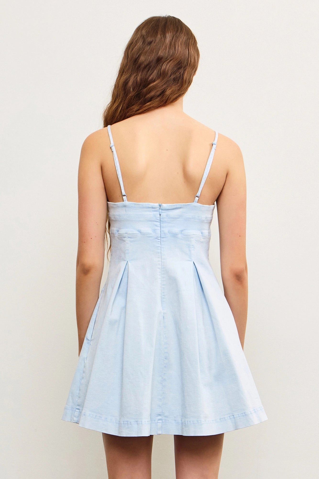 Box Pleats Flare Strap Dress
