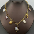 Conch & Shell & Lobster Charm 18K Golden Ss Necklace