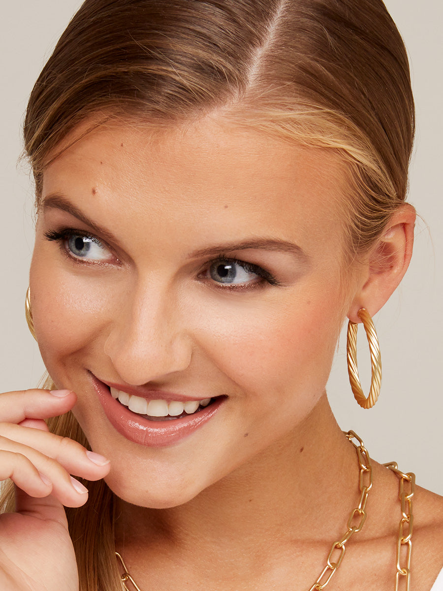 Zenzii Swirled Satin Finish Hoop Earring