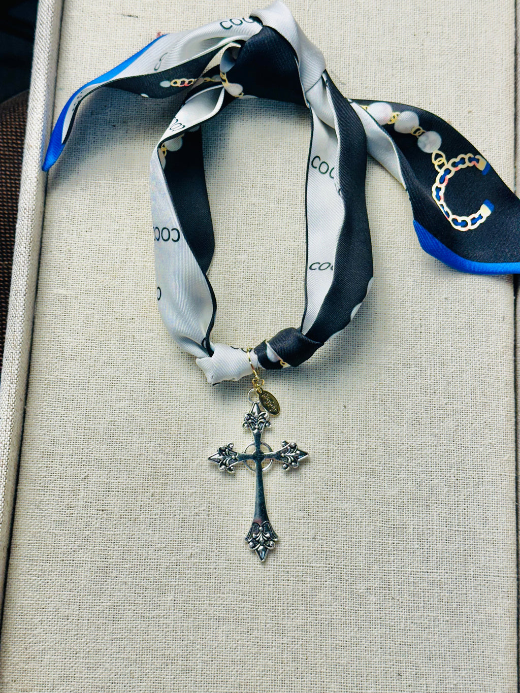 Large Silver Cross clip-on Charm