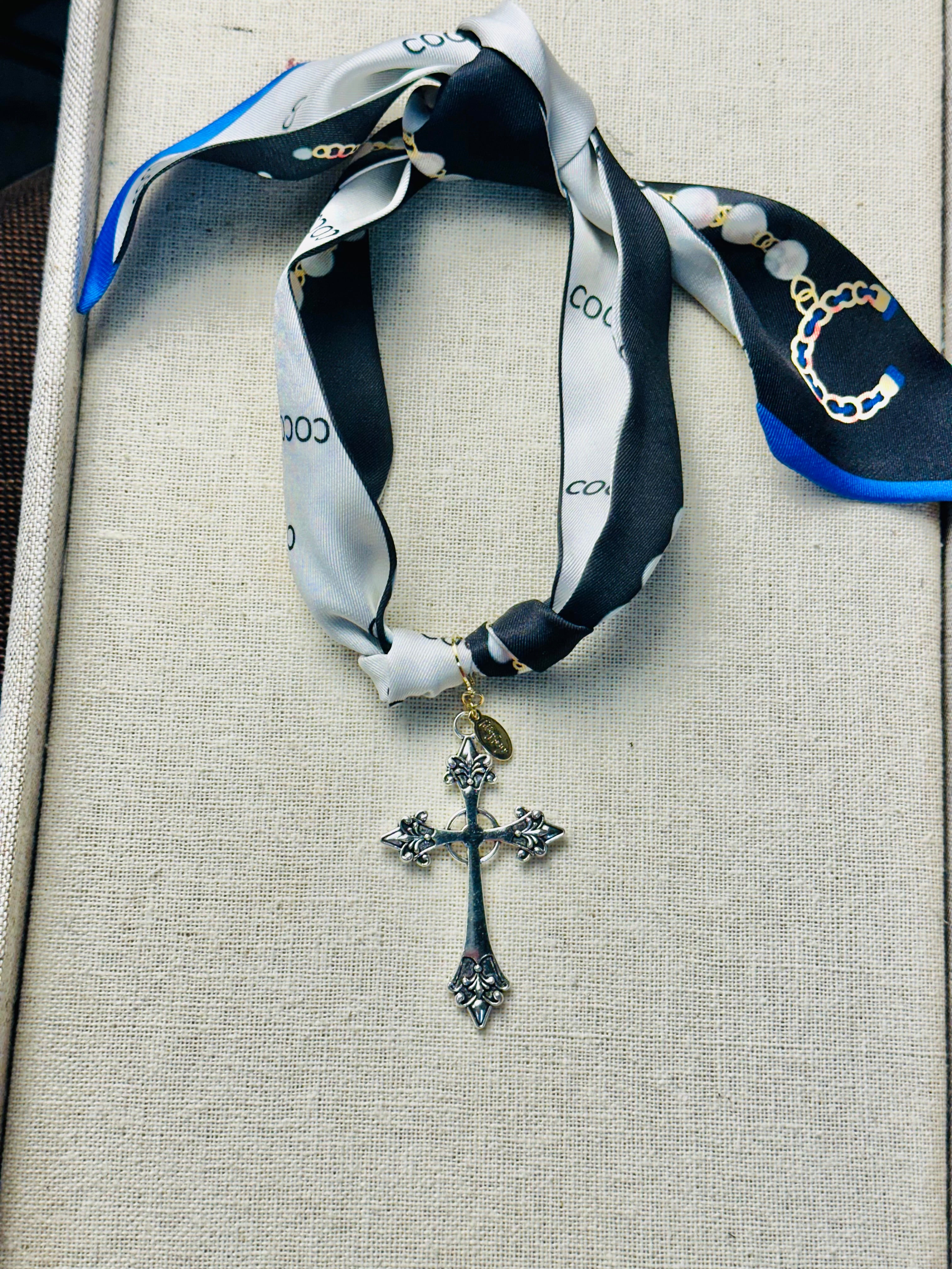 Large Silver Cross clip-on Charm
