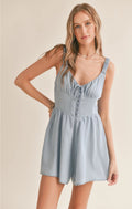 Sadie & Sage Soft Breeze Button Detail Chambray Romper