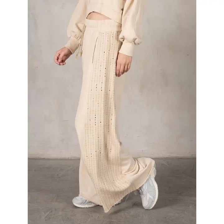 Eyelet Detail Wide Leg Sweatpants