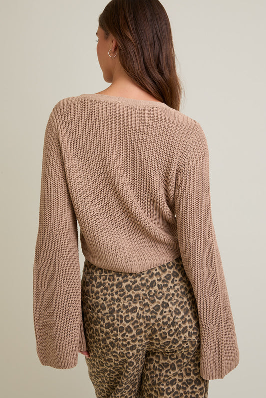 V-Neck Bell Sleeve Cardigan