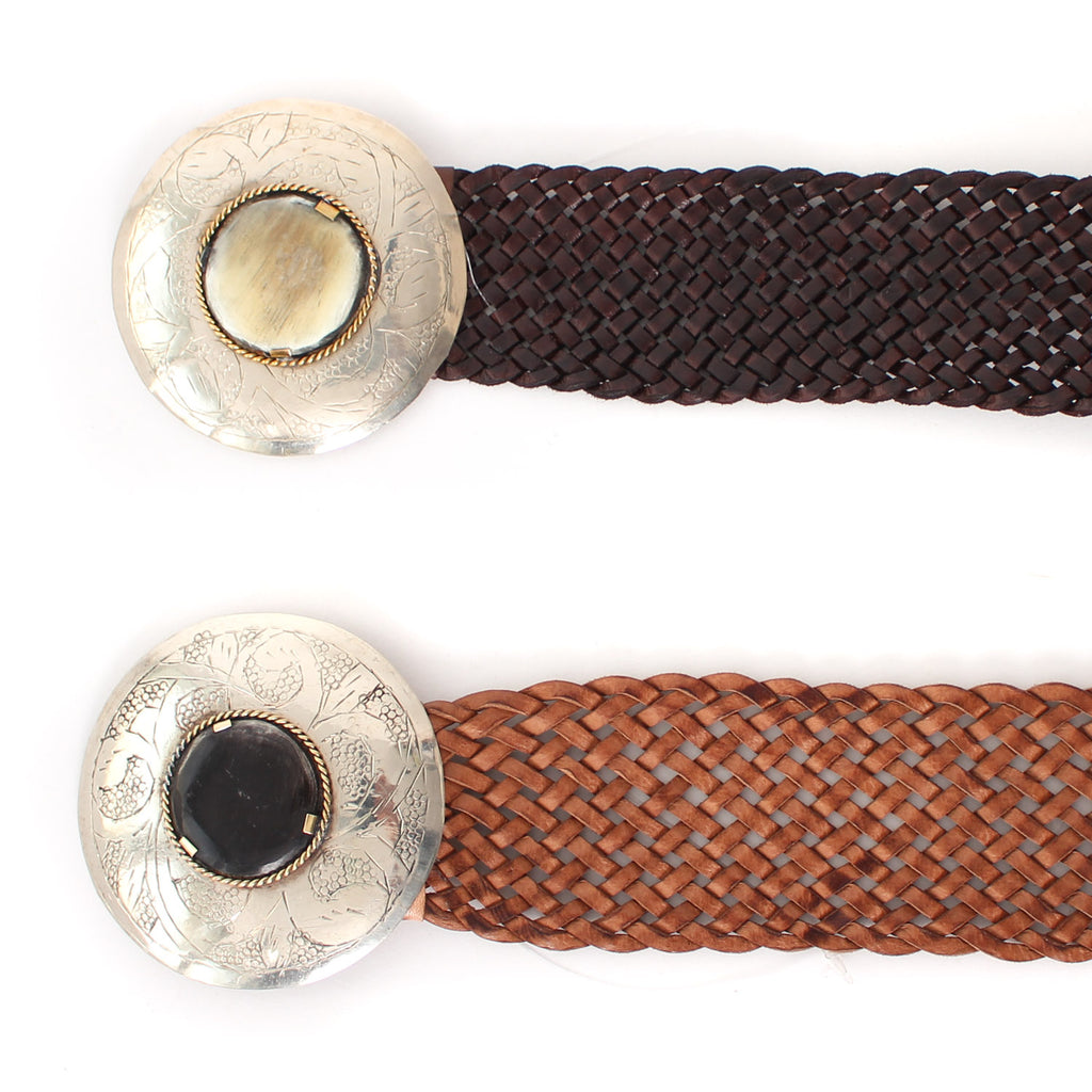 Leather Belt with Round Buckle