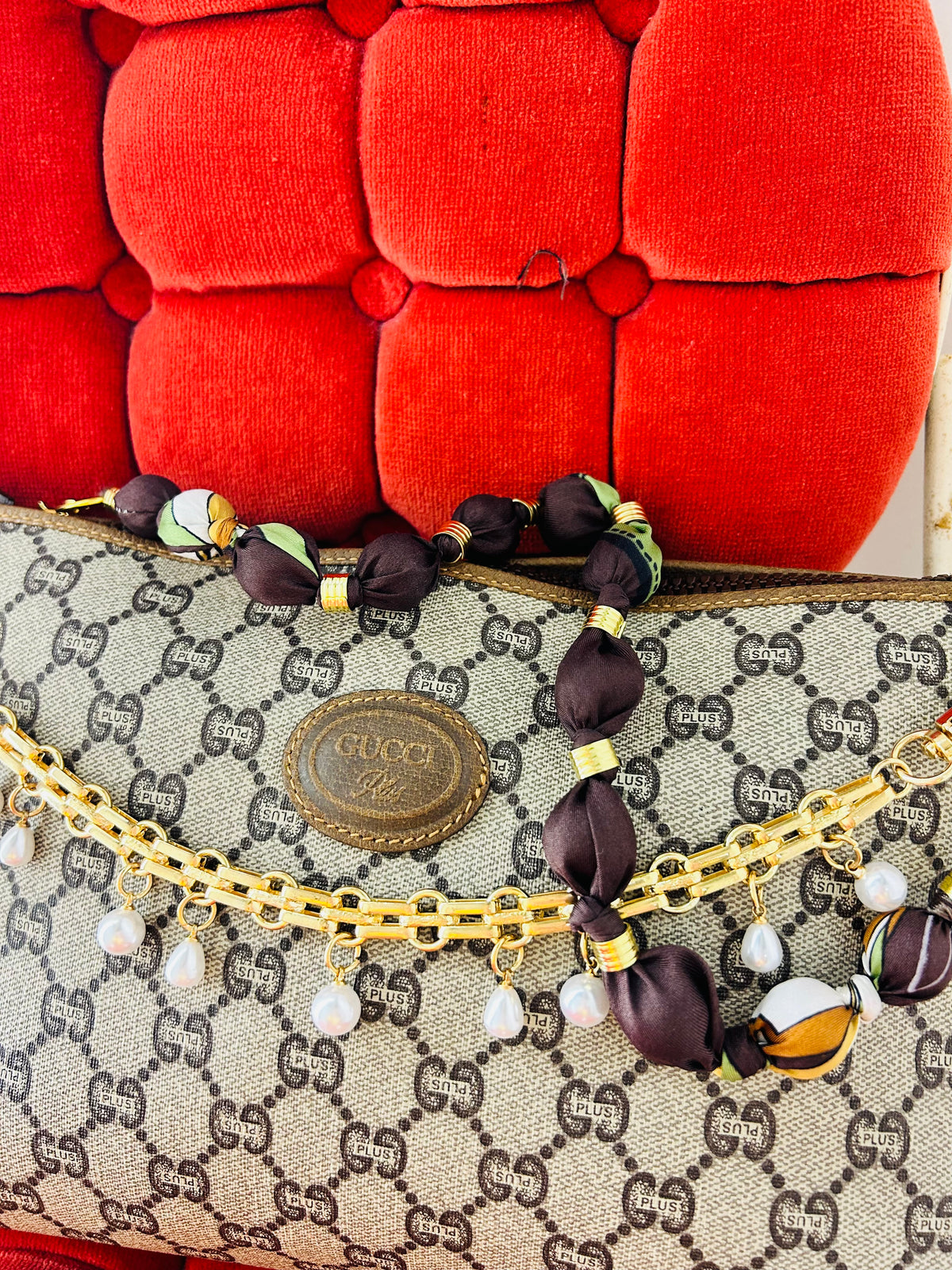 OOAk Vintage Guci Clutch w/ Handmade Strap