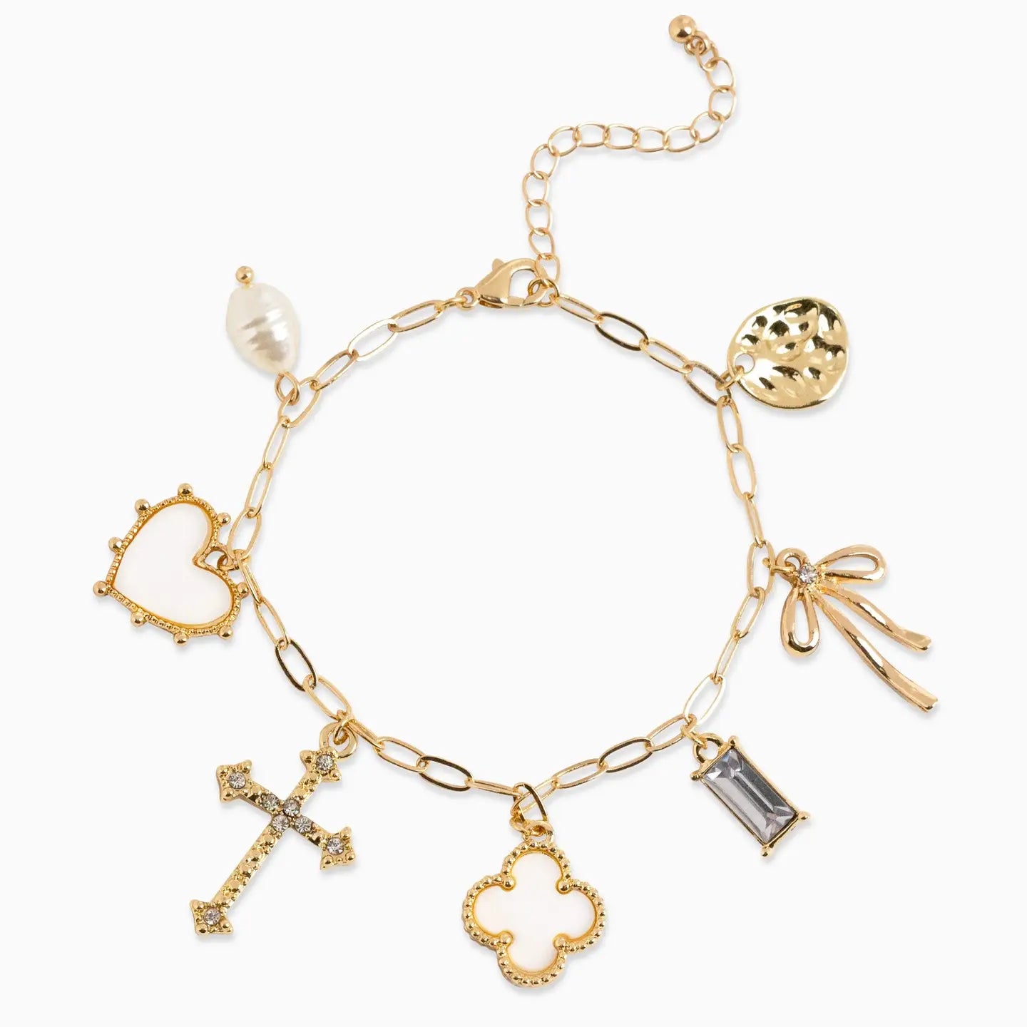 Mop Clover Multi Gold Charm Bracelet