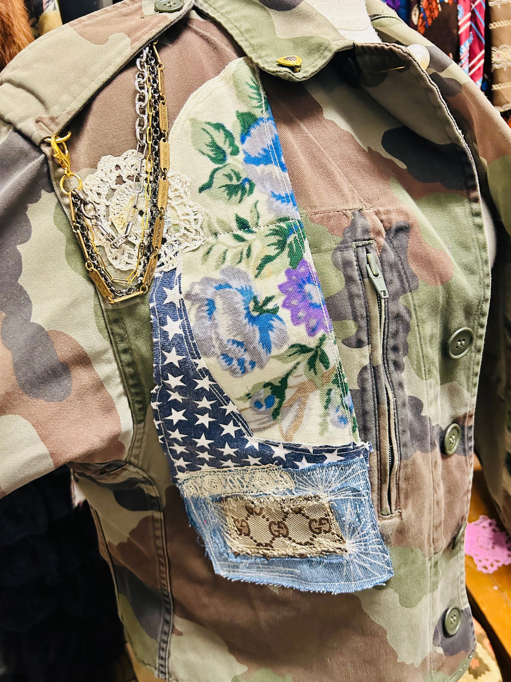 OOAK Vintage Military Scarf/Remix Jacket