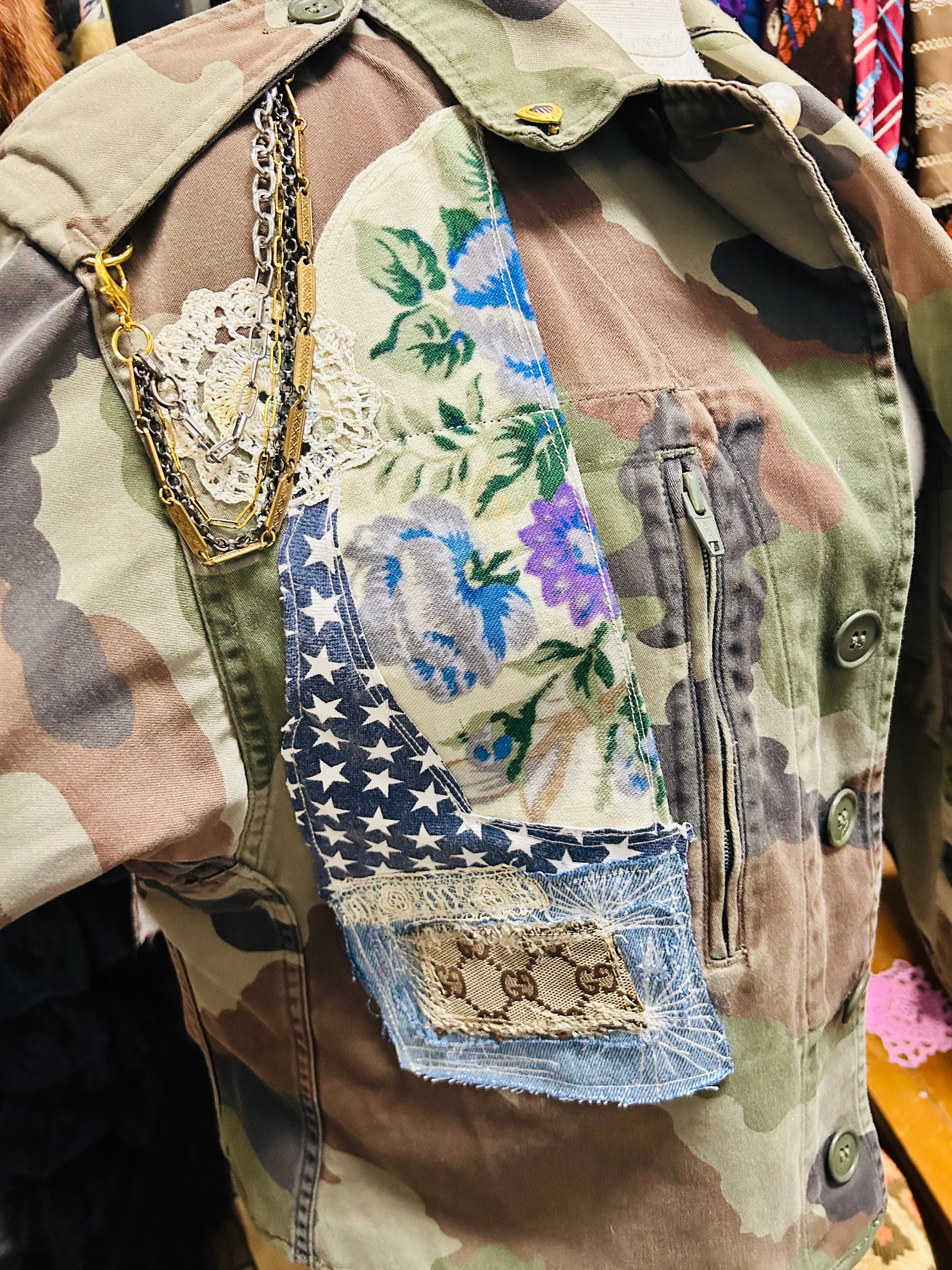 OOAK Vintage Military Scarf/Remix Jacket