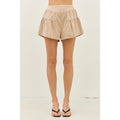 Washed Flare Shorts with Back Elastic Waistband