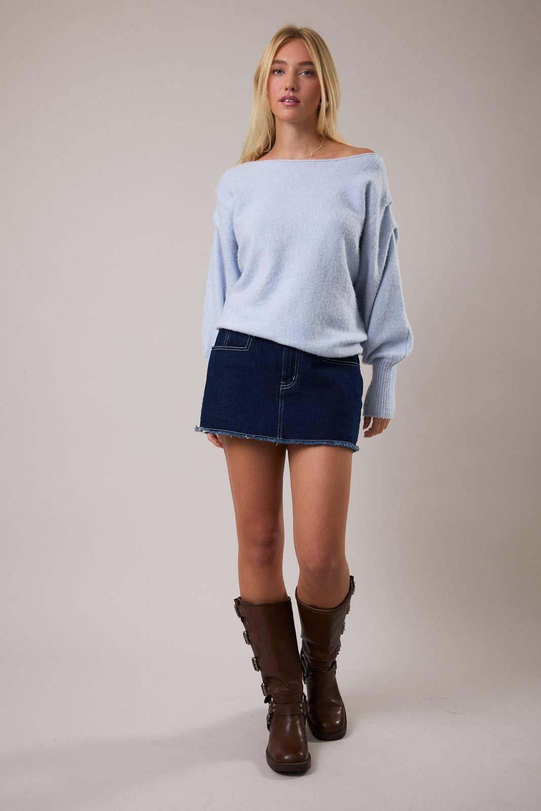 OFF SHOULDER LONG SLEEVE SWEATER