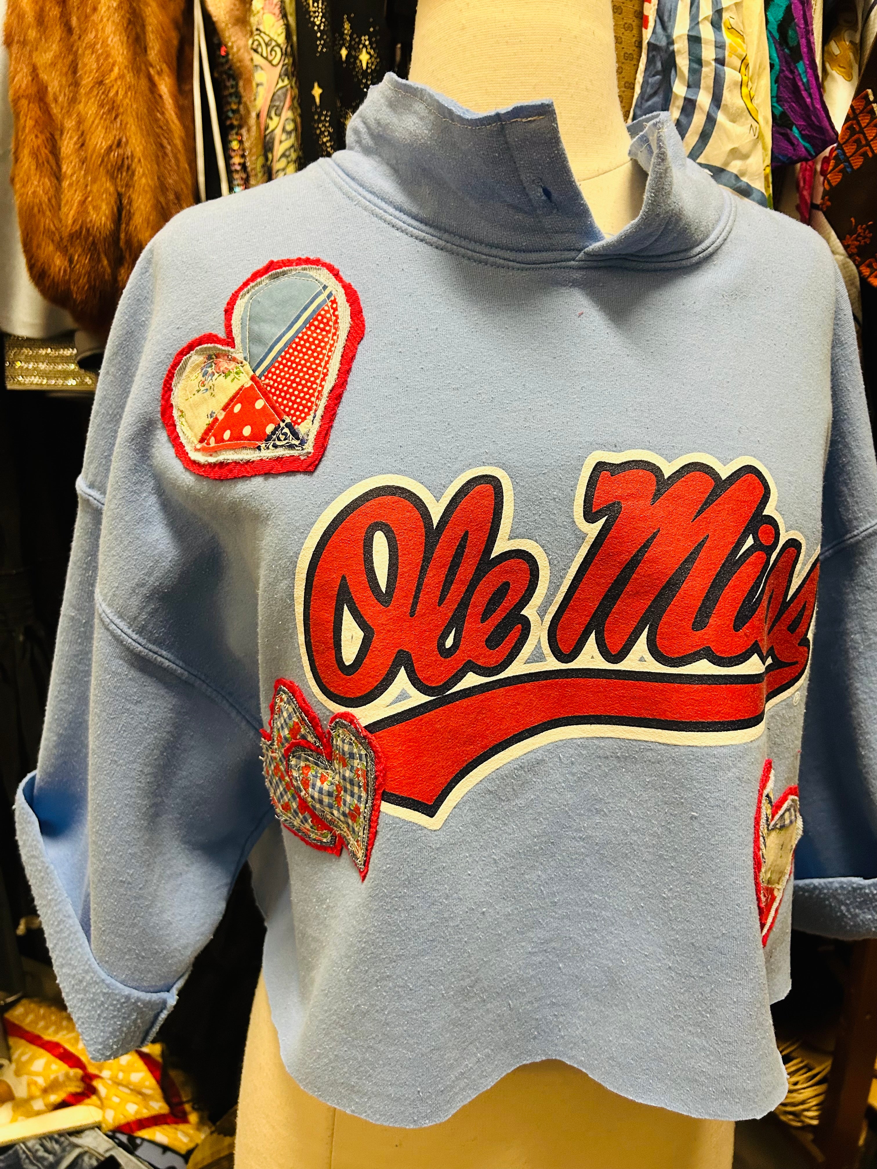 OOAK Ole Miss Love Patchwork Sweatshirt