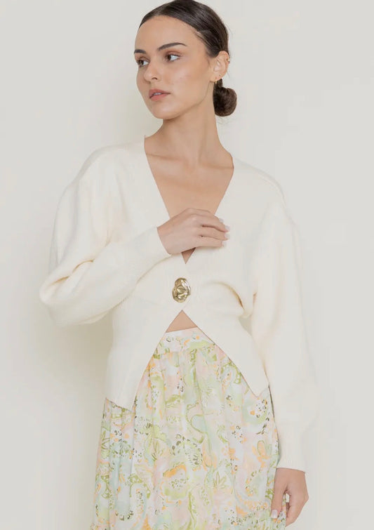 ONE GOLD BUTTON CARDI