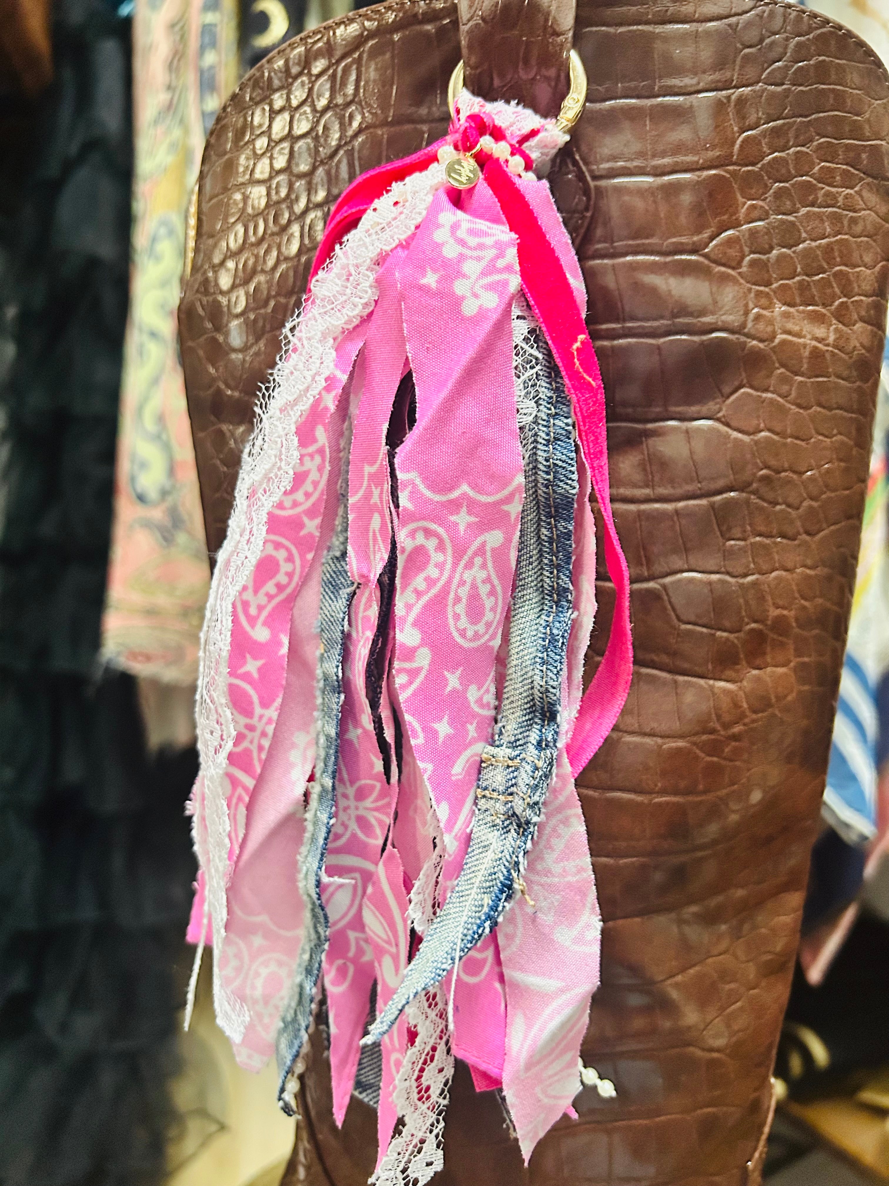 Handmade Denim Pink Bag/Boot Charm