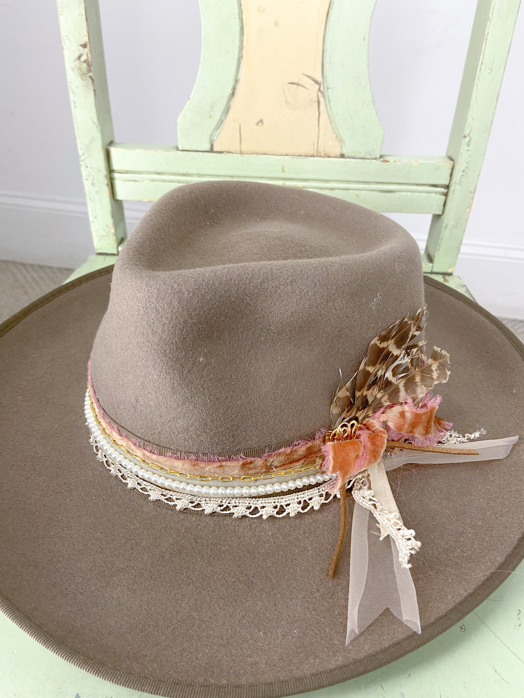 OOAK Peter Grim Taupe Upcycled Wool Hat