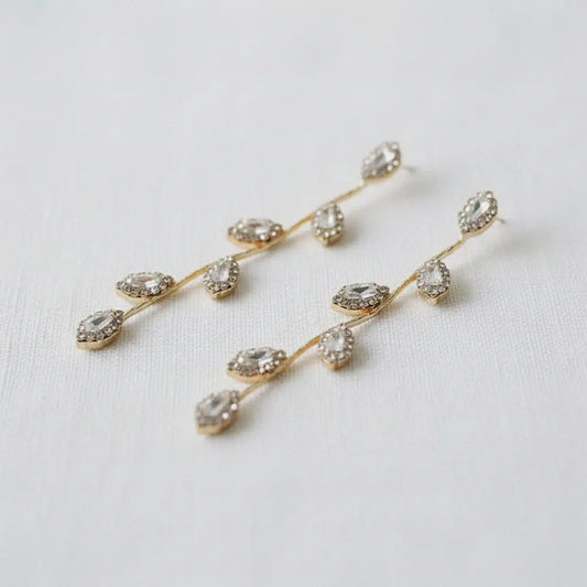 Elegant Long Leaf Dangle Earrings