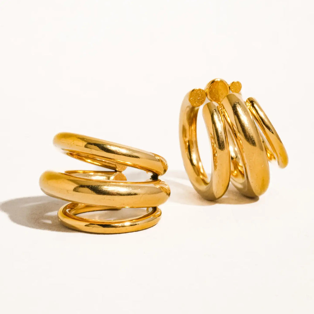Ames 18K Gold Non-Tarnish Trilayer C Hoop Ear Cuff