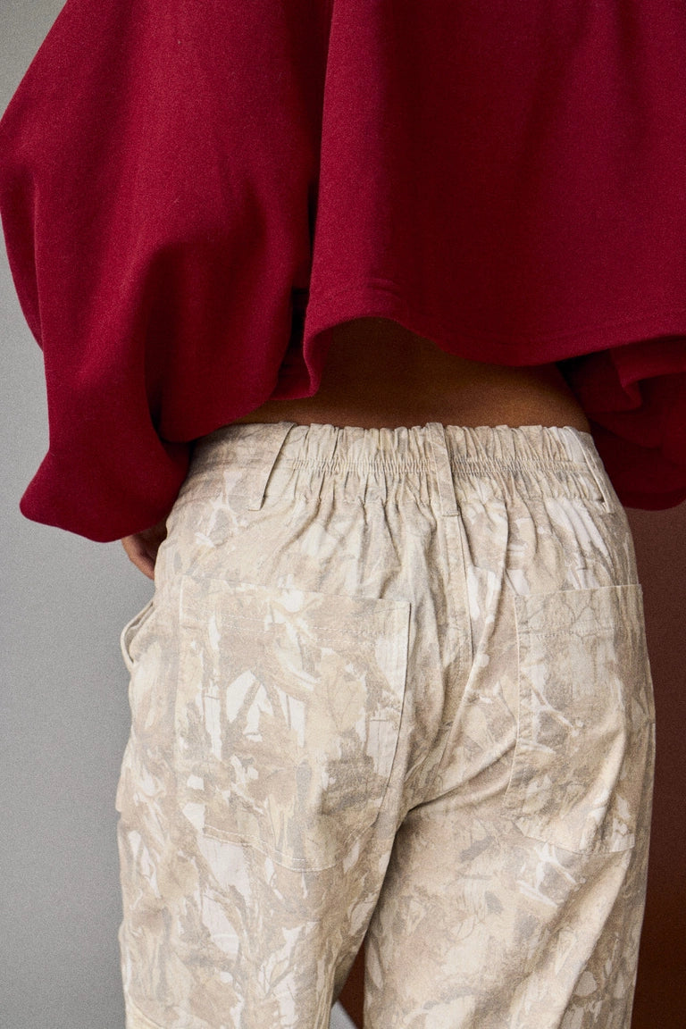 Nature Camo Print Wide Leg Pants
