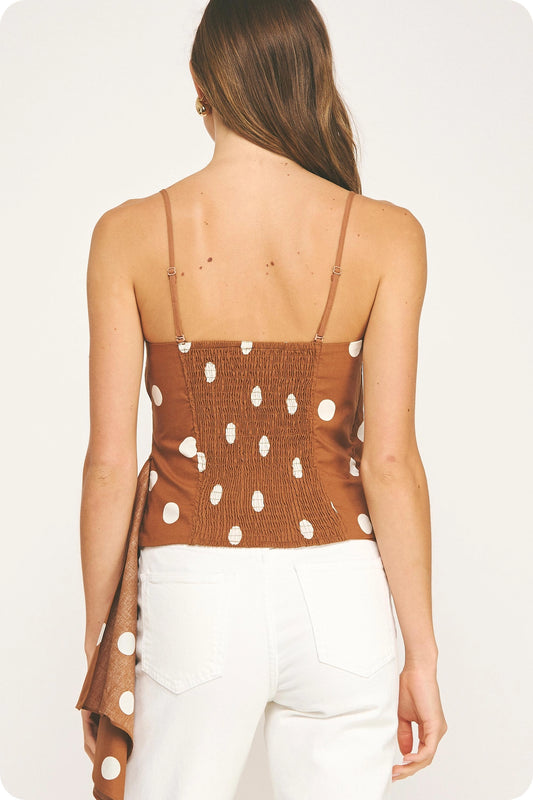 Draped Pleat Detail Polka Corset Tube Top