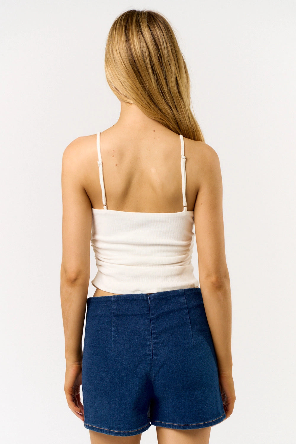 Side Ruched Cami Tank Top w/ Bra Insert