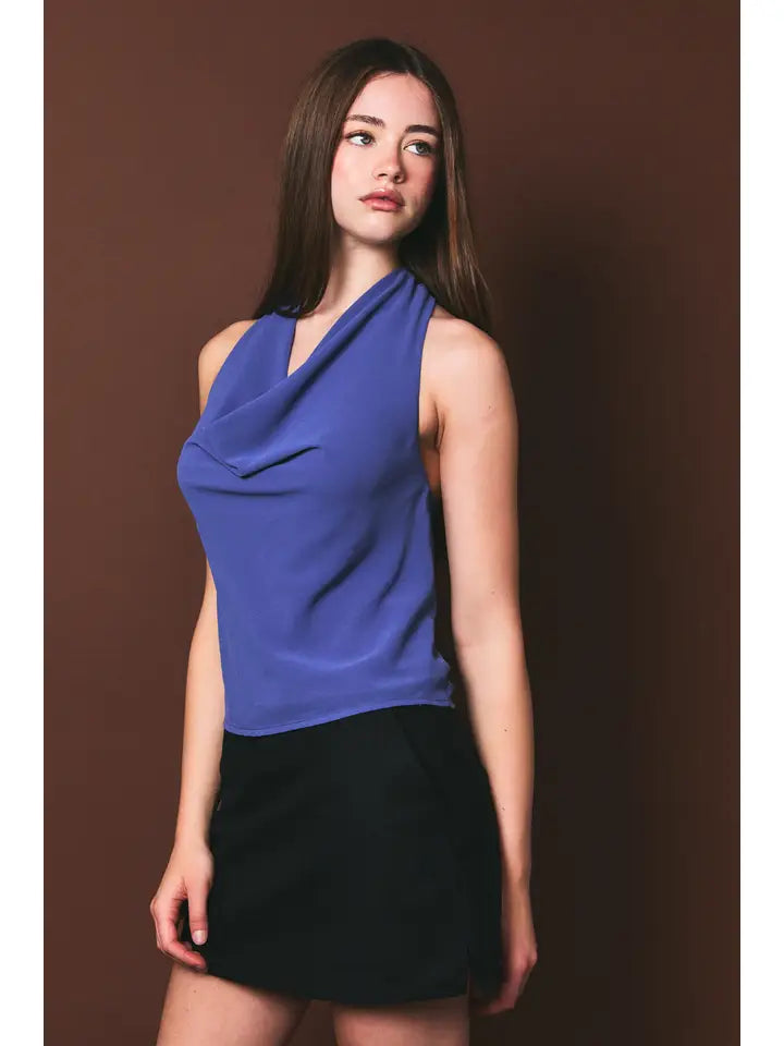 Cowl Neck Top with Attached Scarf
