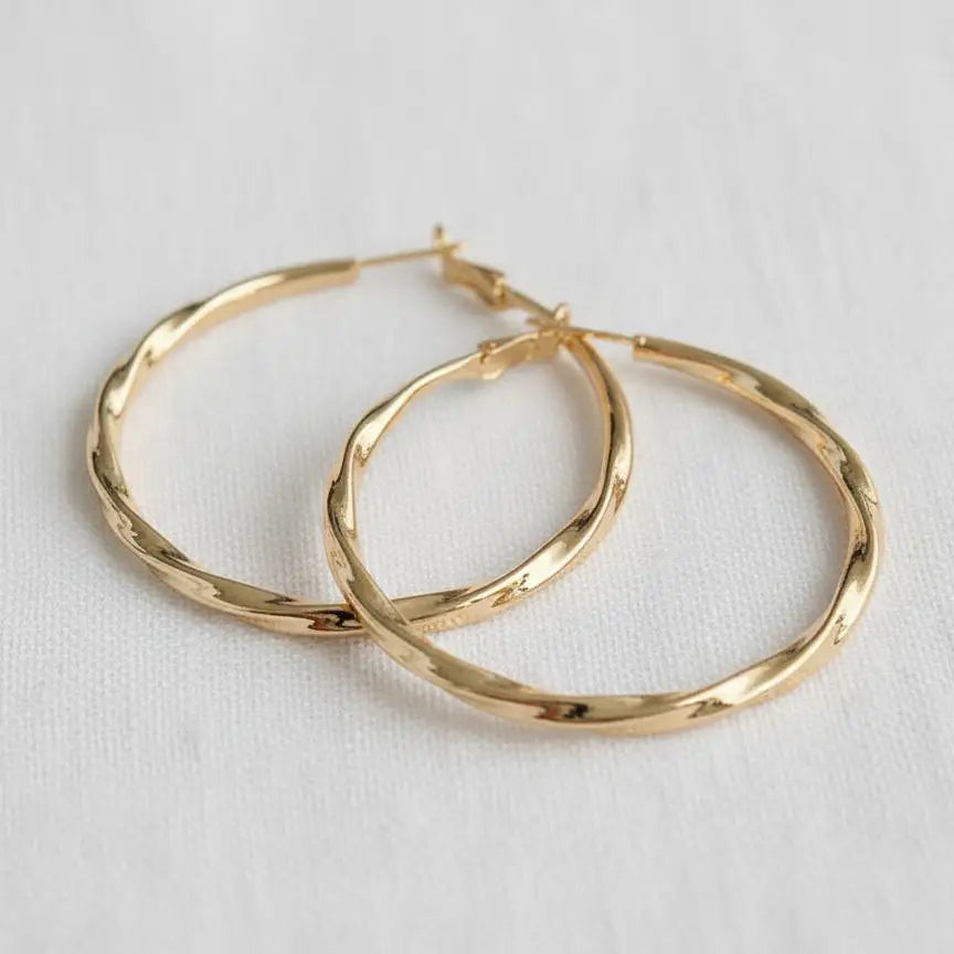 Gold Plated Vintage Inspired Chunky Hoop Earrings