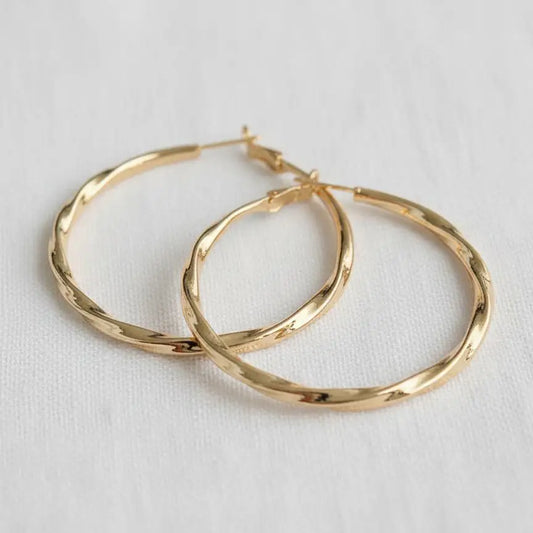 Gold Plated Vintage Inspired Chunky Hoop Earrings