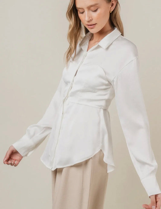 BUST COVERED COLLAR SHIRT