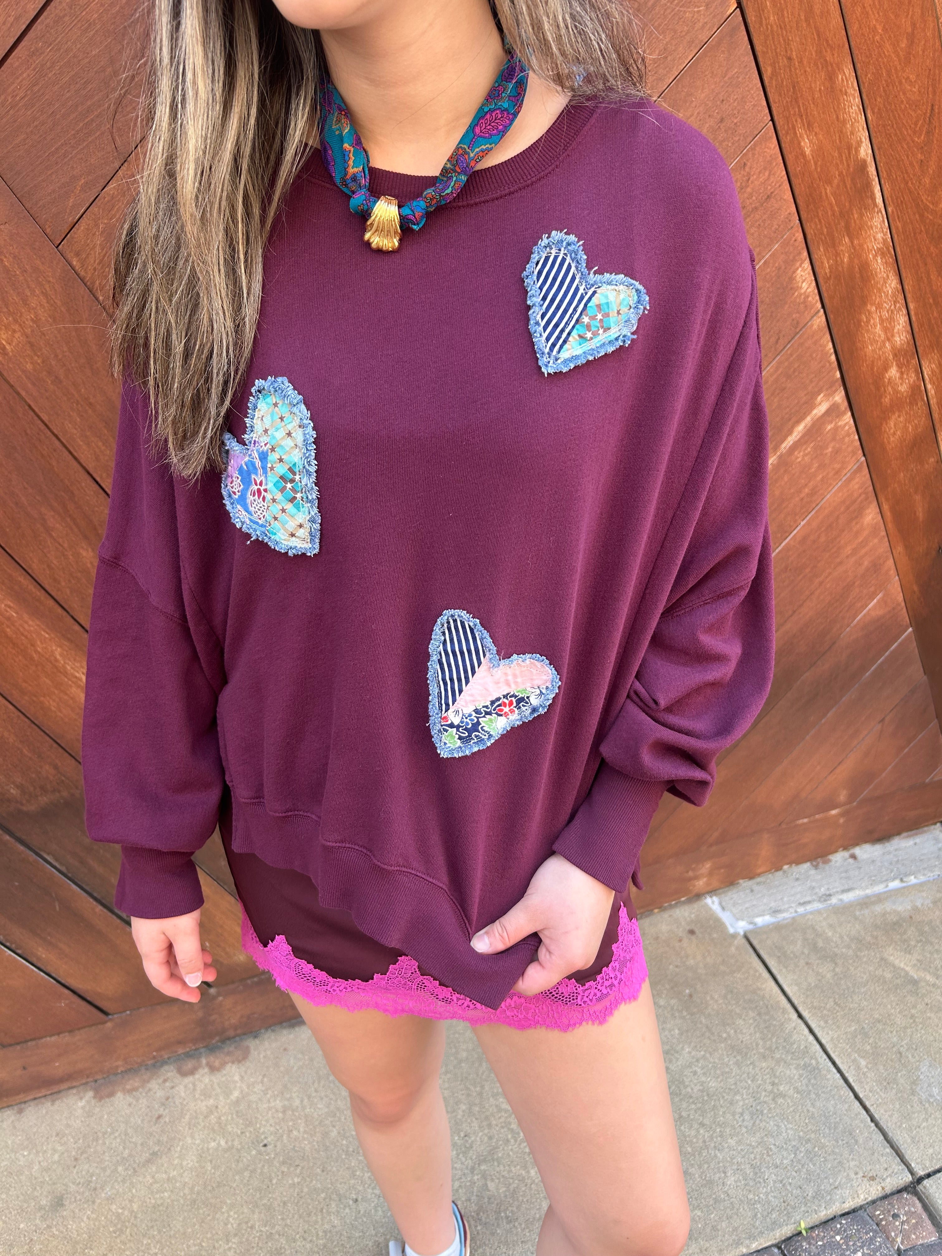OOAK Dear John Trenton Heart Patchwork Sweatshirt